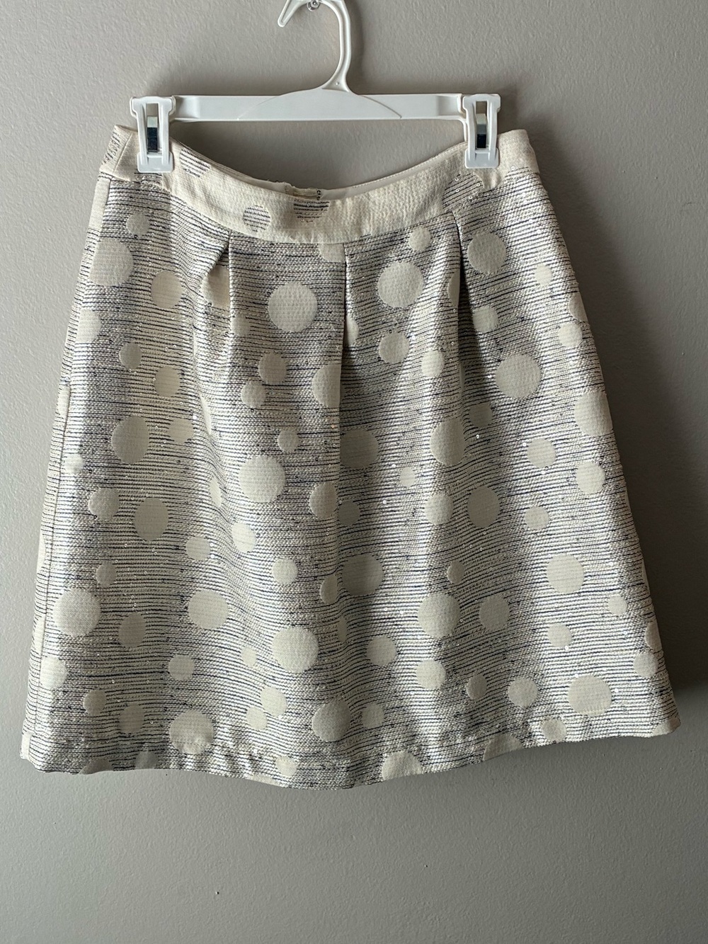 Maeve Anthropologie Size 6 Polka Dot Textured A-Line Skirt Sequin Metallic